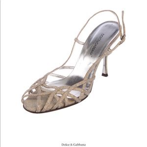 Dolce & Gabbana Gold Glittery Strappy Heels 36.5/US 6.5